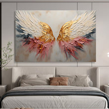 Load image into Gallery viewer, Winged Art “Golden - Pink Wings” Painting on Canvas, Inspirational Decor DKH863
