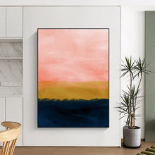 Load image into Gallery viewer, Pink and Gold Sunset Abstract Art, Perfect for Bohemian Living Room &amp; Dreamy Bedroom LargeART2022

