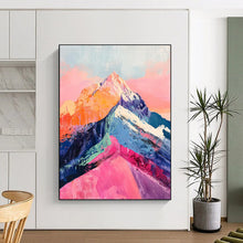 Load image into Gallery viewer, “Vibrant Mountain Peaks” – Color - Drenched Landscape Oil Painting DTP283
