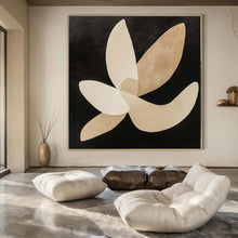 Load image into Gallery viewer, Large - Sized Hand - painted Gold &amp; Cream Floral Silhouette Acrylic Art for Elegant Bedrooms LargeART0138
