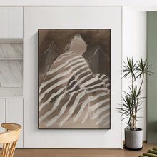 Load image into Gallery viewer, Striped Figure and Mountains Abstract Art, Perfect for Adventure - Themed Office &amp; Nature - Loving Bedroom LargeART2030
