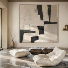 Load image into Gallery viewer, Hand - painted Extensive Black - White Geometric Abstract Acrylic Art for Modern Offices LargeART0123
