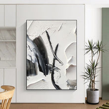 Load image into Gallery viewer, Large - Scale Hand - painted White and Black Textured Forms Acrylic Art for Contemporary - Style Studies LargeART0243

