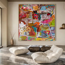 Load image into Gallery viewer, Colorful Abstract Collage Acrylic Art, Ideal for Eclectic Living Room &amp; Creative Art Studio LargeART1083

