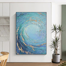 Load image into Gallery viewer, “Turquoise Swirl with Gold” – Textured turquoise and blue swirls, accented with gold. DTP332
