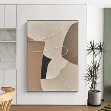 Load image into Gallery viewer, “Earth - Toned Shape Abstract” - Beige, Brown, Black Abstract Art on Canvas DKH1313
