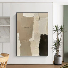 Load image into Gallery viewer, “Neutral Collage Textures” - Beige, Black Abstract Art on Canvas DKH1161
