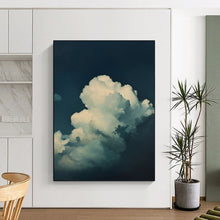Load image into Gallery viewer, “Dreamy Clouds on Dark Blue” - Symbolist Abstract Acrylic, Great for Meditation Room and Bedroom DTP020
