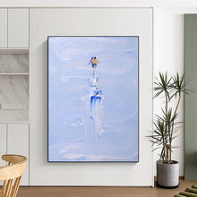 Load image into Gallery viewer, “Figure on Blue Impasto Path” – Small figure on a textured, blue and white impasto “path”. DTP327
