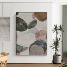 Load image into Gallery viewer, “Colorful Pebble Patterns” - Grey, Pink, Blue Abstract Art on Canvas DKH1157

