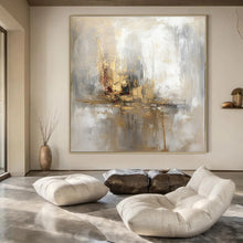 Load image into Gallery viewer, Gold &amp; Gray Abstract Painting, Ideal for Luxury Bedroom &amp; Upscale Lounge LargeART1463
