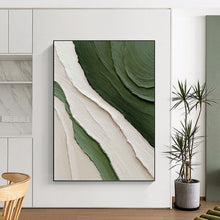 Load image into Gallery viewer, “Green &amp; White Textured Waves” - Nature - inspired Abstract Art on Canvas DKH1481
