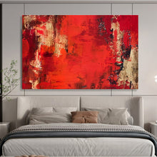 Load image into Gallery viewer, Bold Red Abstract Painting with Textured Layers for Dramatic Living Room &amp; Art - Themed Bar DKH296
