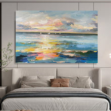 Load image into Gallery viewer, Hand - painted Impressionist Sailboat Seascape Acrylic Art for Nautical Living Rooms LargeART1738
