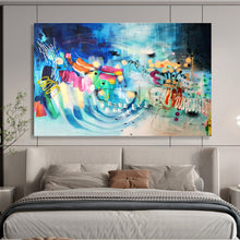 Load image into Gallery viewer, Vivid Blue &amp; Colorful Abstract Art for Eclectic Lounge &amp; Art Gallery DKH064
