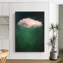 Load image into Gallery viewer, Pink Cloud on Green Abstract Art, Perfect for Dreamy Bedroom &amp; Whimsical Nursery LargeART1984
