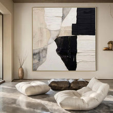 Load image into Gallery viewer, Grand Hand - painted Black &amp; White Textured Collage Art for Contemporary Lounges LargeART0157
