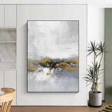 Load image into Gallery viewer, Large - Format Gray - White Gold Cluster Abstract Acrylic Art for Modern Dining Room &amp; Corporate Waiting Area LargeART0380
