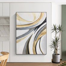 Load image into Gallery viewer, Massive Gold, Gray, and White Swirl Acrylic for Luxury Bedroom &amp; Sophisticated Office LargeART0320
