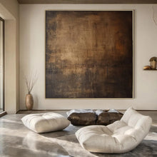 Load image into Gallery viewer, Dark Brown Textured Abstract Art for Industrial - style Restaurant &amp; Rustic Home Library LargeART0944
