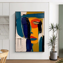 Load image into Gallery viewer, Blue &amp; Orange Cubist Abstract Painting, Ideal for Modern Art Studio &amp; Bold Living Room LargeART2125
