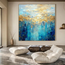 Load image into Gallery viewer, Blue &amp; Gold Ethereal Landscape Acrylic Art, Perfect for Bedroom &amp; Spa LargeART1015
