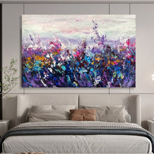 Load image into Gallery viewer, Hand - painted Substantial Purple - Toned Flower Field Acrylic Art for Dreamy Family Rooms LargeART1777
