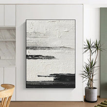 Load image into Gallery viewer, “Minimalist Shores” – Thin black lines, textured white, suggesting distant coasts DTP369
