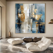 Load image into Gallery viewer, Blue &amp; Gold Urban Abstract Canvas Painting, Great for Modern Office &amp; City - Themed Loft LargeART1257
