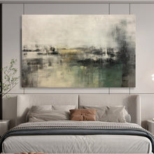 Load image into Gallery viewer, Hand - painted Gray and Green Abstract Landscape Acrylic Art for Calming Library Reading Nooks LargeART1722
