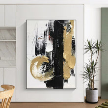 Load image into Gallery viewer, Huge Dynamic Black - Gold Abstract Acrylic for Stylish Home Office LargeART0278
