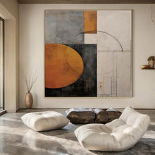 Load image into Gallery viewer, Geometric Shapes in Earth Tones Abstract Canvas Painting, Suited for Minimalist Home Office &amp; Art - Lovers’ Hallway LargeART1206
