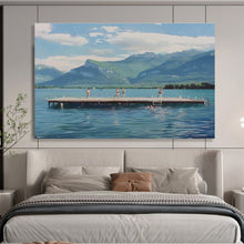 Load image into Gallery viewer, Scenic Lake &amp; Mountain Abstract Painting for Coastal Home &amp; Nature - Lover’s Lounge DKH093
