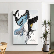Load image into Gallery viewer, Blue &amp; Gray Abstract Form Painting, Perfect for Contemporary Hallway &amp; Chic Office LargeART2086
