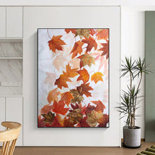 Load image into Gallery viewer, Orange &amp; Gold Leaf Abstract Art, Ideal for Warm - Toned Living Room &amp; Cozy Fireplace Nook LargeART2079
