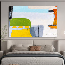 Load image into Gallery viewer, Pastel - Hued Geometric Abstract Painting on Canvas DKH545
