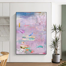 Load image into Gallery viewer, Purple Collage Abstract Painting, Suited for Eclectic Living Room &amp; Creative Writing Nook LargeART1855
