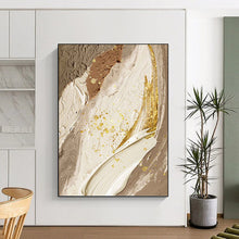 Load image into Gallery viewer, “Neutral Tones with Gold Accents” - Luxe Abstract Art on Canvas DKH1477
