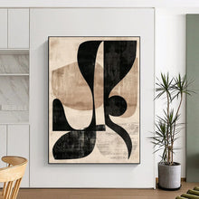Load image into Gallery viewer, Oversized Black &amp; Beige Geometric Abstract Art for Hotel Lobby &amp; Home Study LargeART0385
