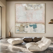 Load image into Gallery viewer, Hand - painted Large - sized Pastel - Toned Abstract Collage Acrylic Art for Feminine Bedrooms LargeART0109
