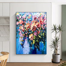 Load image into Gallery viewer, “Vibrant Impasto Flower Bouquet” - Colorful, Textured Floral Art on Canvas DKH1349
