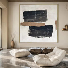 Load image into Gallery viewer, Black &amp; Brown Collage Abstract Canvas Painting, Perfect for Industrial Loft &amp; Modern Gallery LargeART1145
