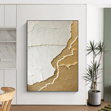 Load image into Gallery viewer, “White - Gold Textured Abstraction” Abstract Painting on Canvas, Luxe Wall Decor DKH986
