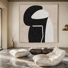 Load image into Gallery viewer, Black &amp; White Abstract Figure Abstract Canvas Painting, Ideal for Minimalist Bedroom &amp; Modern Gallery LargeART1134

