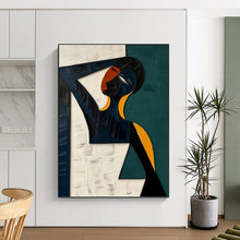 Load image into Gallery viewer, “Cubist Figure in Color Blocks” - Geometric Abstract Portrait on Canvas DKH1466

