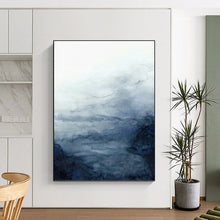 Load image into Gallery viewer, “Misty Blue Waves” Abstract Watercolor - Inspired Painting on Canvas, Ethereal Artwork DKH939
