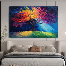 Load image into Gallery viewer, Colorful Tree “Starry Night Canopy” Painting on Canvas, Whimsical Landscape Art DKH813
