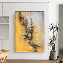 Load image into Gallery viewer, Hand - painted Large - scale Warm Yellow Abstract Texture Acrylic Art for Cheerful Kitchens LargeART0041
