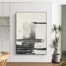 Load image into Gallery viewer, “Layered Geometry” – Thin black and gray strokes, stacked forms on textured white DTP388
