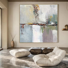Load image into Gallery viewer, Gray, Blue &amp; Colorful Abstract Urban Painting, Ideal for Modern Apartment Living Room &amp; Artsy Coffee Shop LargeART1460
